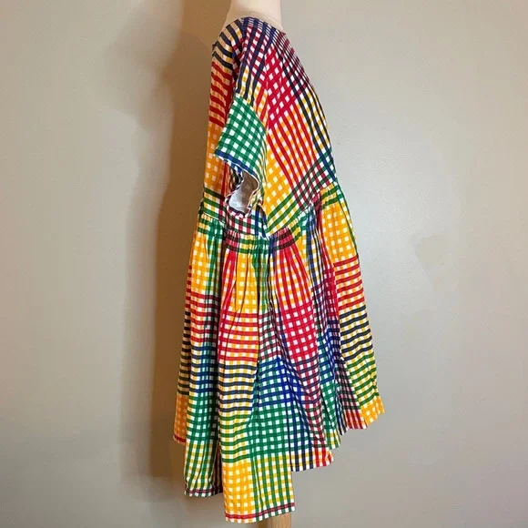 Multi-Color Gingham Midi Dress - Vibrant Check Pattern - Picture 5 of 7